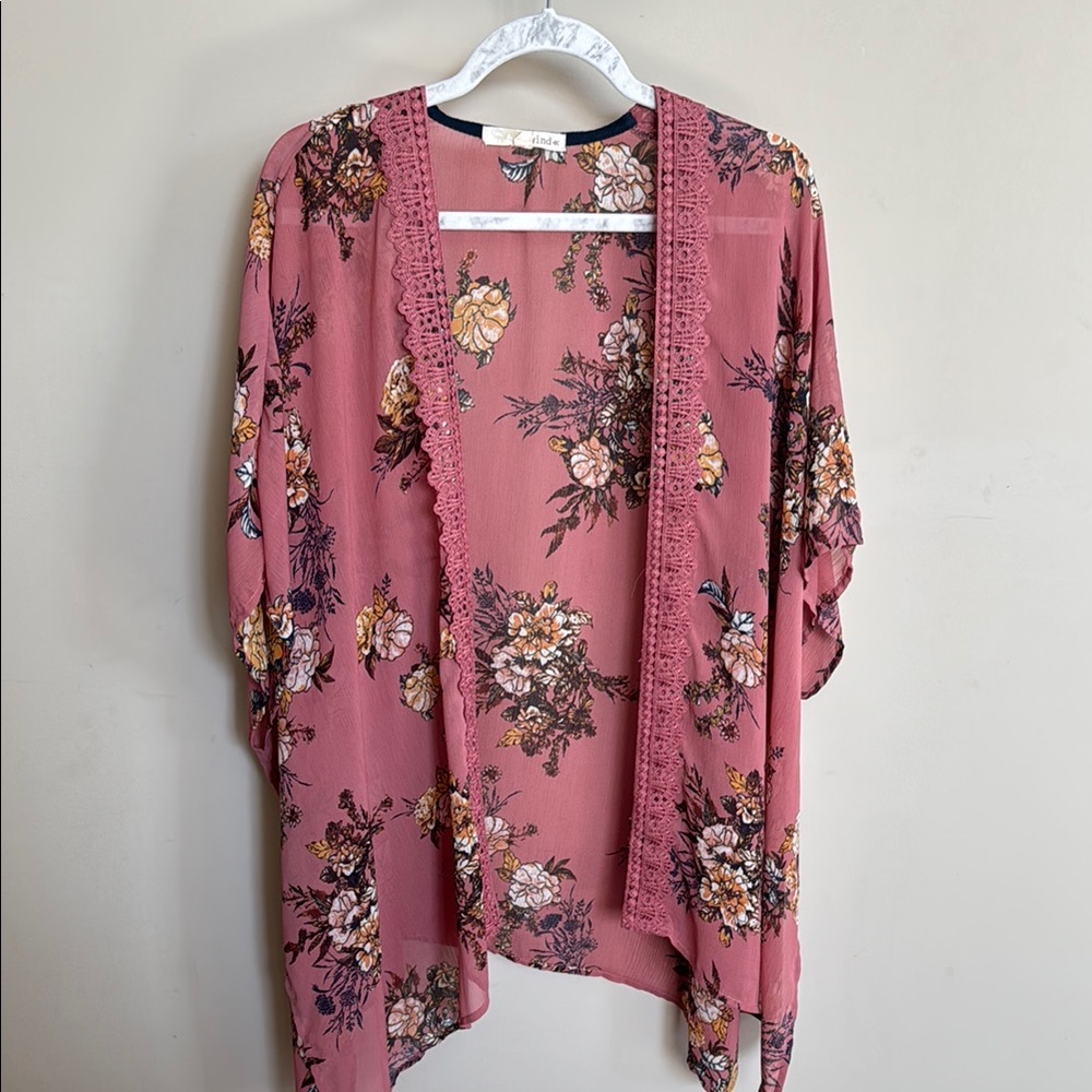 Rewind Floral Kimono Cardigan - Pink Medium
